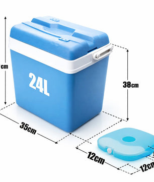 Kühlbox 24 Liter Set inkl. 6 Kühlakkus, blau/weiß, ohne Strom, bis zu 11 Std. Kühlung Made in Europe 3
