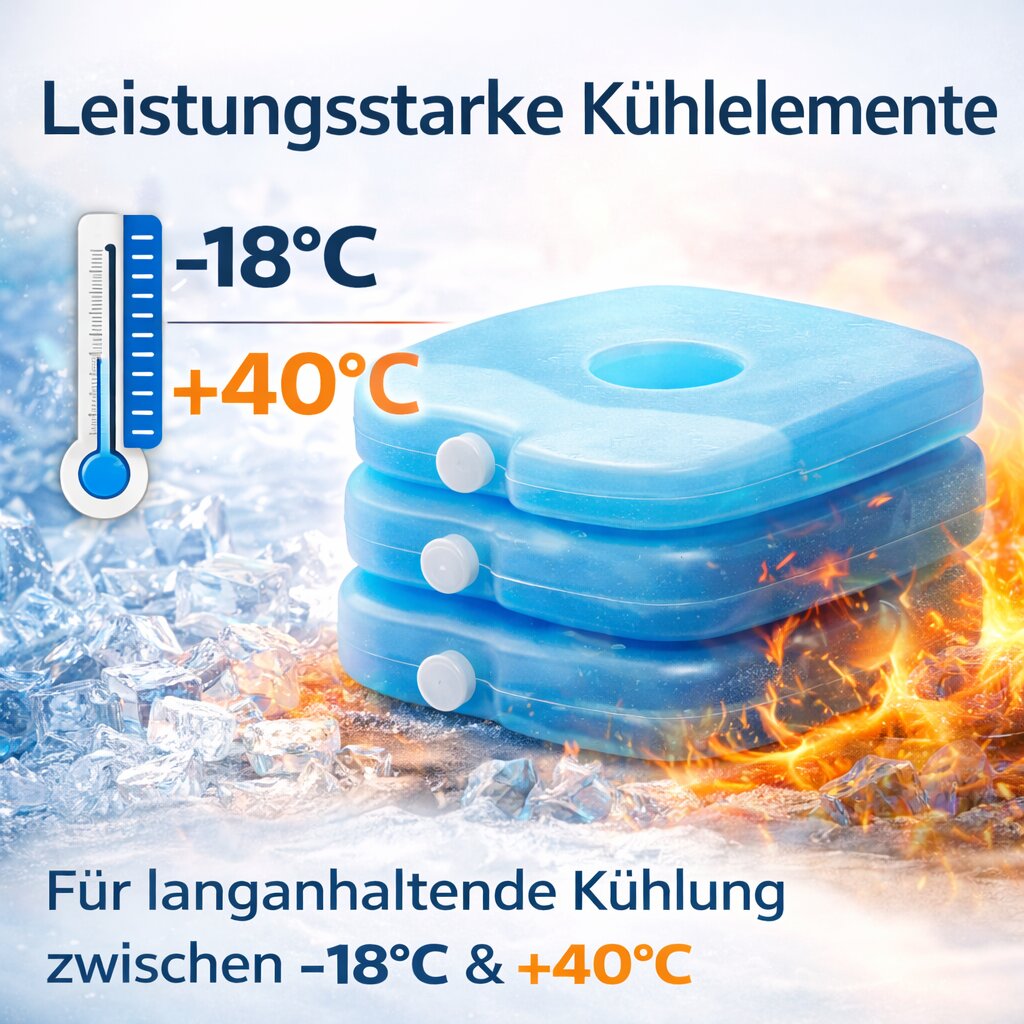 Kühlbox 24 Liter Set inkl. 6 Kühlakkus, blau/weiß, ohne Strom, bis zu 11 Std. Kühlung Made in Europe 4