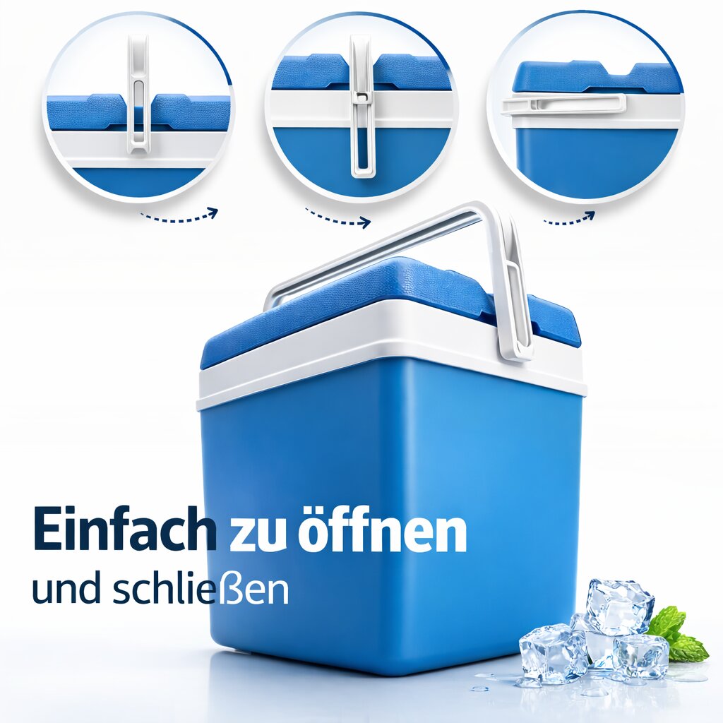 Kühlbox 24 Liter Set inkl. 6 Kühlakkus, blau/weiß, ohne Strom, bis zu 11 Std. Kühlung Made in Europe 6