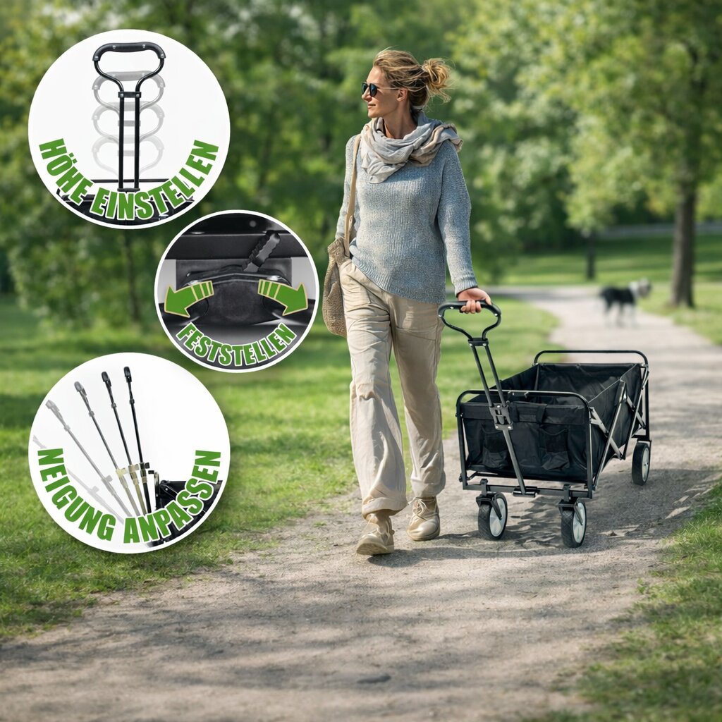 Bollerwagen faltbar 105L, bis 100 kg belastbar – klappbarer Handwagen 4