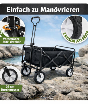 Bollerwagen faltbar 105L, bis 100 kg belastbar – klappbarer Handwagen 6