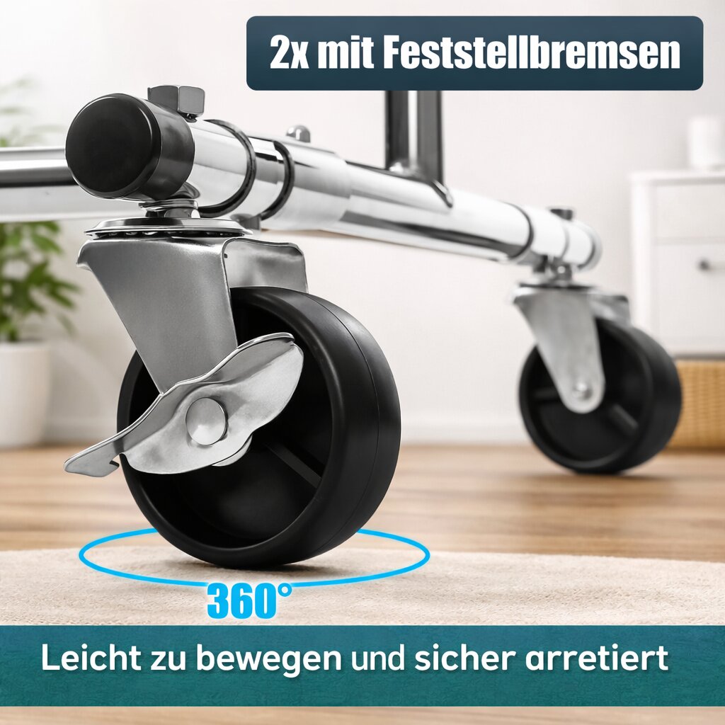 Kleiderständer auf Rollen bis 90 kg belastbar ausziehbare Kleiderstange Garderobenständer 6