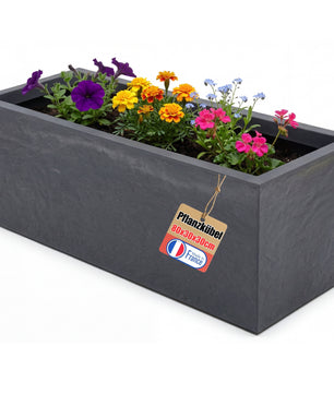 Pflanzkübel Vulkano, 72L Kübel rechteckig, Blumenkasten mit Wasserspeicher, Balkon Terrasse, Blumenkübel (Anthrazit)