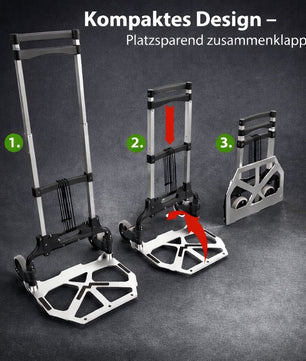Aluminium Transportkarre klappbar, Sackkarre bis 70 kg + 110 cm Teleskopgriff, Anti-Rutsch-Pads 4