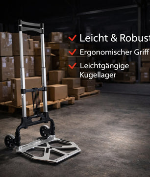 Aluminium Transportkarre klappbar, Sackkarre bis 70 kg + 110 cm Teleskopgriff, Anti-Rutsch-Pads 5