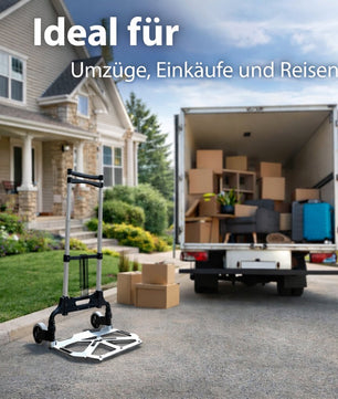 Aluminium Transportkarre klappbar, Sackkarre bis 70 kg + 110 cm Teleskopgriff, Anti-Rutsch-Pads 6