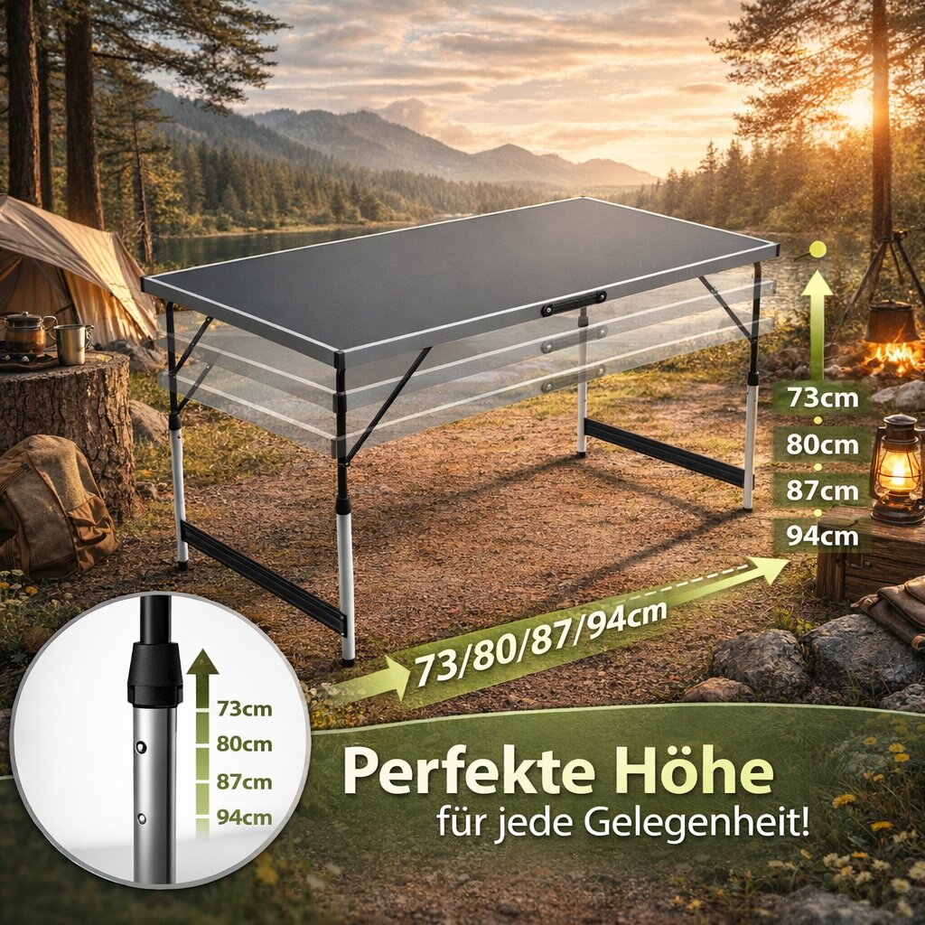 Stabiler Multifunktionstisch 100x60 cm höhenverstellbar klappbar – Campingtisch, Tapeziertisch 2