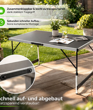 Stabiler Multifunktionstisch 100x60 cm höhenverstellbar klappbar – Campingtisch, Tapeziertisch 5