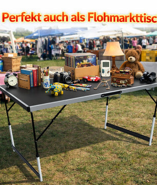 Stabiler Multifunktionstisch 100x60 cm höhenverstellbar klappbar – Campingtisch, Tapeziertisch 6