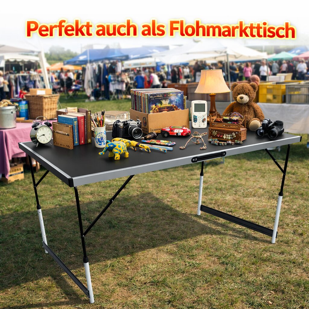Stabiler Multifunktionstisch 100x60 cm höhenverstellbar klappbar – Campingtisch, Tapeziertisch 6