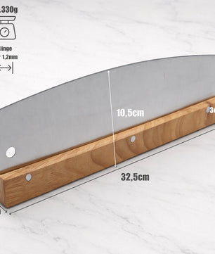 Pizzaschneider 32 cm aus Edelstahl mit Holzgriff – Profi Pizzamesser / Pizza Cutter als Wiegemesser  3