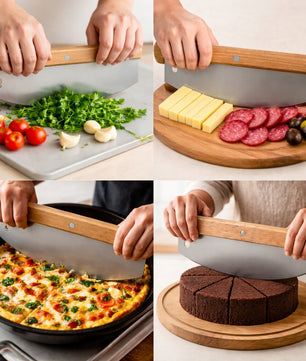 Pizzaschneider 32 cm aus Edelstahl mit Holzgriff – Profi Pizzamesser / Pizza Cutter als Wiegemesser  6