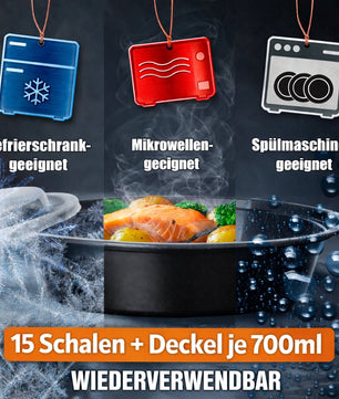 Meal Prep Boxen 700 ml – 15 Stück Runde Schalen mit Deckel – BPA frei, mikrowellengeeignet 3