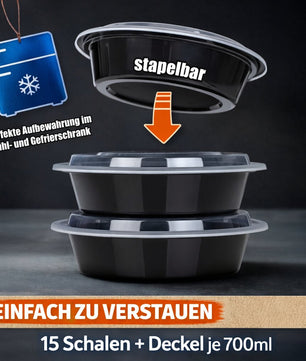 Meal Prep Boxen 700 ml – 15 Stück Runde Schalen mit Deckel – BPA frei, mikrowellengeeignet 4