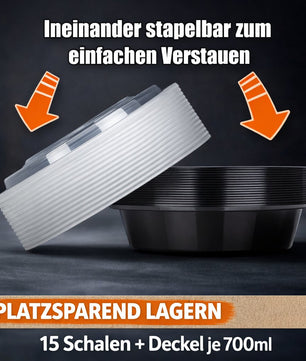 Meal Prep Boxen 700 ml – 15 Stück Runde Schalen mit Deckel – BPA frei, mikrowellengeeignet 6