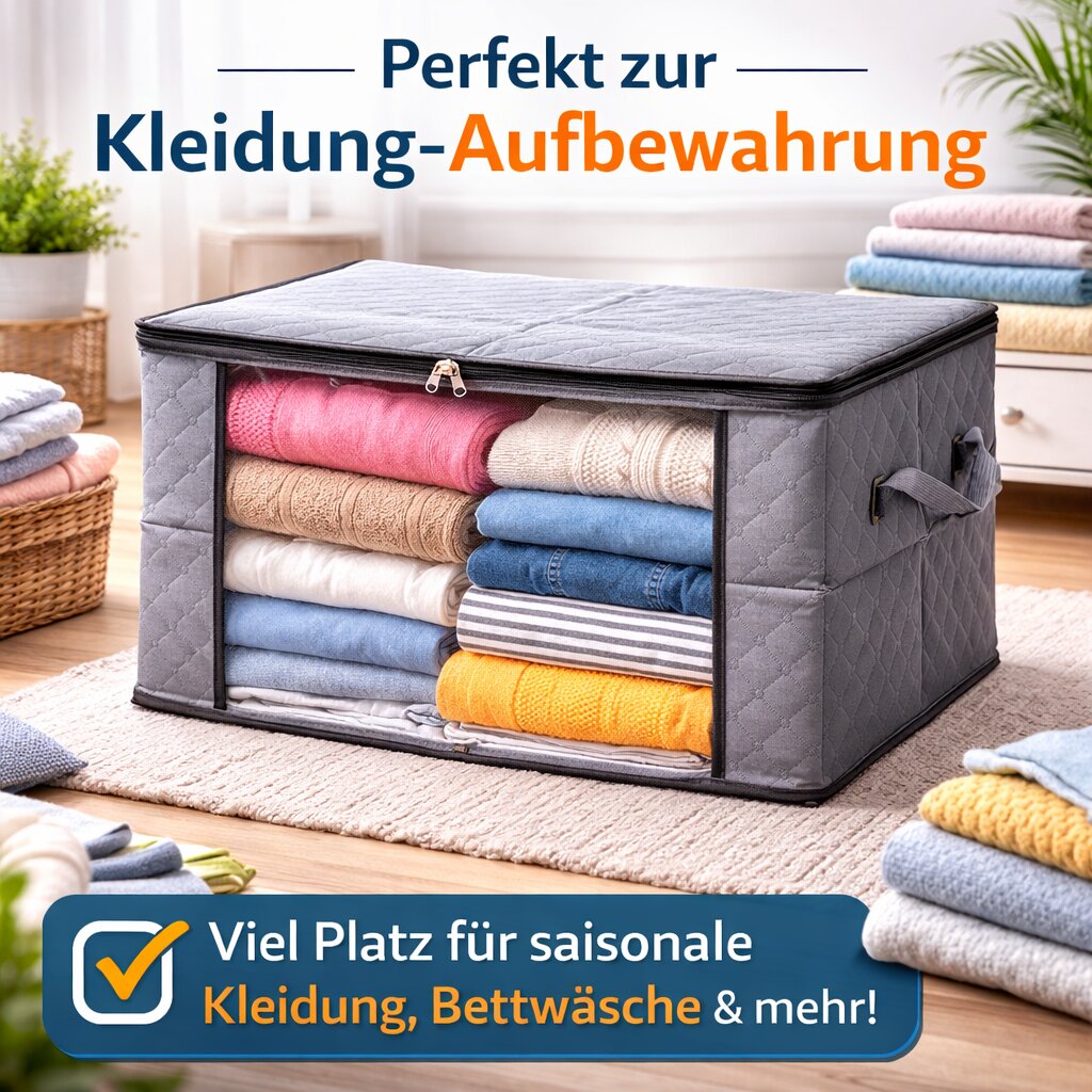 6 Aufbewahrungstaschen 90L mit Sichtfenster – große faltbare Kleideraufbewahrung 4