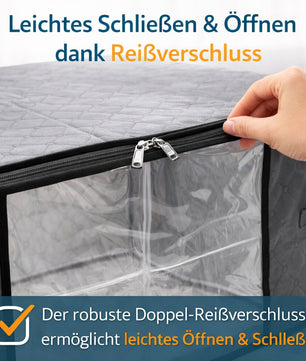 6 Aufbewahrungstaschen 90L mit Sichtfenster – große faltbare Kleideraufbewahrung 5