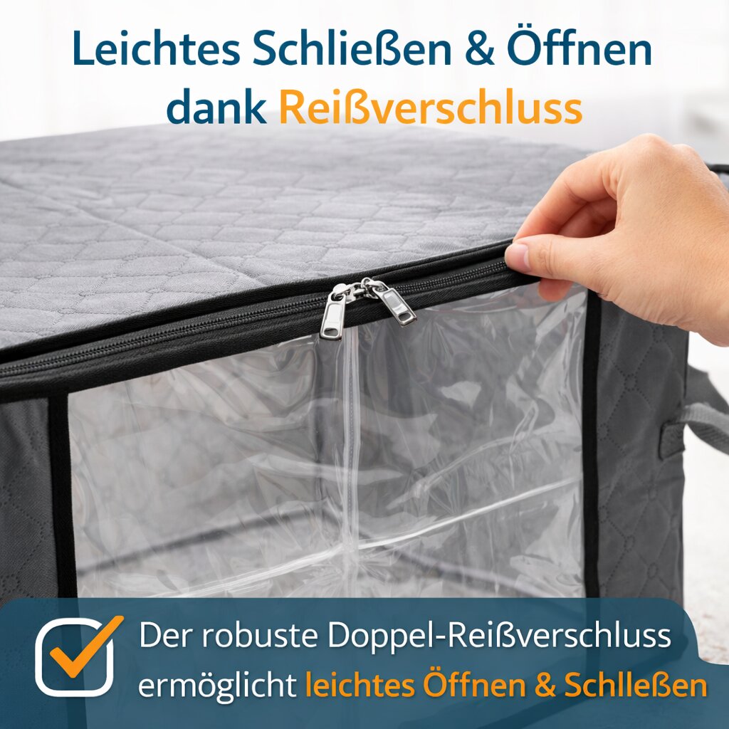 6 Aufbewahrungstaschen 90L mit Sichtfenster – große faltbare Kleideraufbewahrung 5