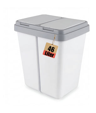 Zweimer Duo Müllbehälter mit Deckel 2 x ca. 25 Liter, Kunststoff Mülleimer für die Küche geruchsdichter Abfalleimer Mülltrennsystem, ca. 45 x 33 x 51 cm