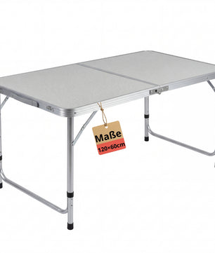 Klapptisch Campingtisch 120x60cm Höhenverstellbar & Stabil Alu Gestell mit Tragegriff