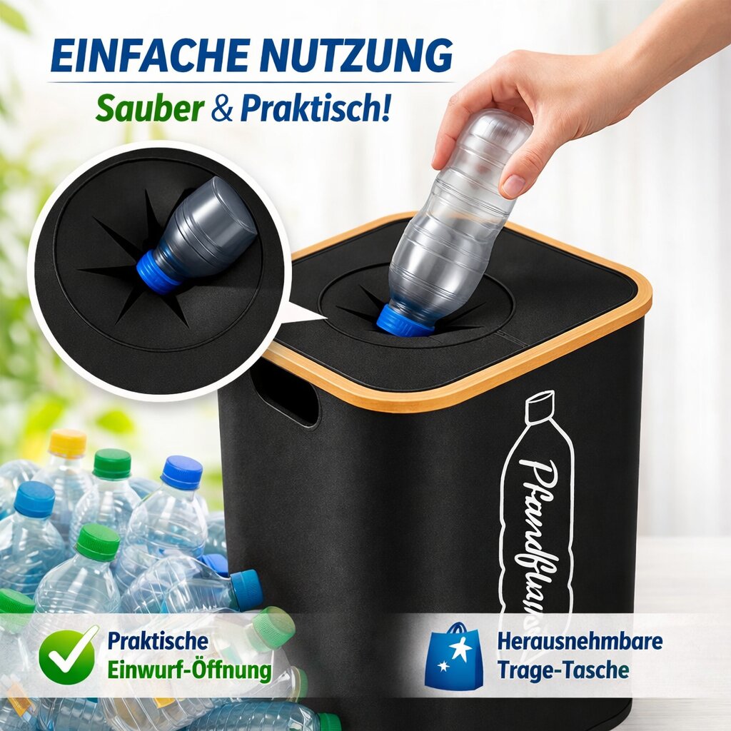 Pfandflaschen Sammelbehälter 100L – Pfandflaschen Behälter Pfandsammler für Zuhause 6