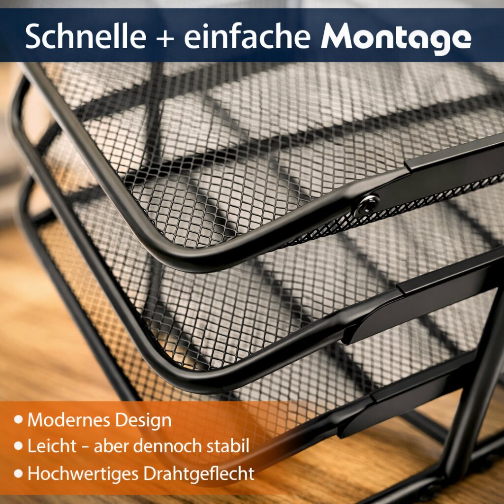 Dokumentenablage Metall 3 Fächer für A4 – stabile Briefablage schwarz für Schreibtisch & Büro 5