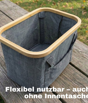 2-in-1 Picknicktasche mit herausnehmbarer Kühltasche und Bambusdeckel ca. 24L grau 4