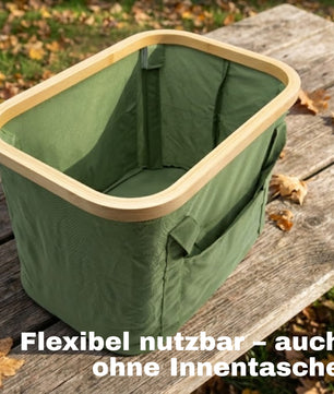 2-in-1 Picknicktasche mit herausnehmbarer Kühltasche und Bambusdeckel ca. 24L & 13L grün 4