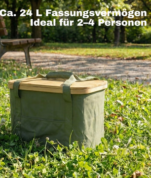 2-in-1 Picknicktasche mit herausnehmbarer Kühltasche und Bambusdeckel ca. 24L & 13L grün 5