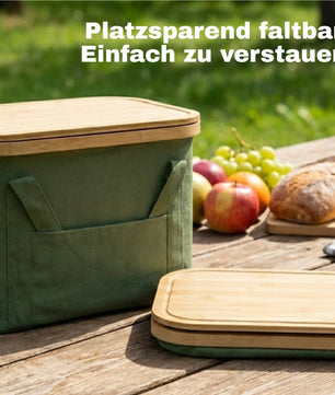 2-in-1 Picknicktasche mit herausnehmbarer Kühltasche und Bambusdeckel ca. 24L & 13L grün 6