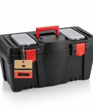 XL Werkzeugkiste leer 60x28x32cm mit herausnehmbarer Trage und 2 Deckelfächer für schnellen Zugang