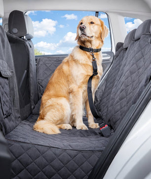 Autoschondecke Hund Rücksitz mit Sichtfenster & Seitenschutz, wasserdichte Hundedecke Auto Rückbank 