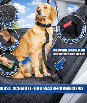 Autoschondecke Hund Rücksitz mit Sichtfenster & Seitenschutz, wasserdichte Hundedecke Auto Rückbank  2