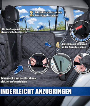 Autoschondecke Hund Rücksitz mit Sichtfenster & Seitenschutz, wasserdichte Hundedecke Auto Rückbank  4
