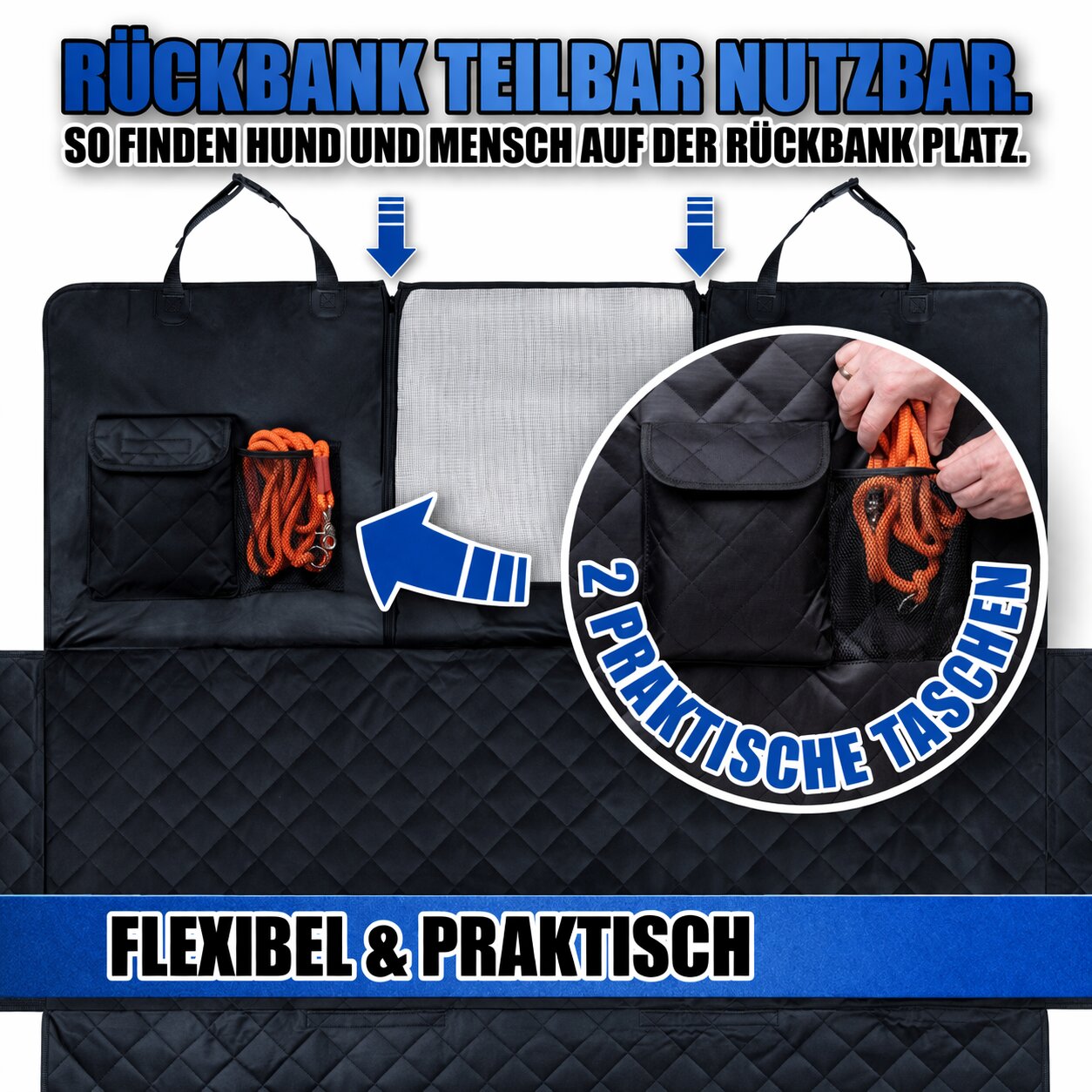 Autoschondecke Hund Rücksitz mit Sichtfenster & Seitenschutz, wasserdichte Hundedecke Auto Rückbank  6