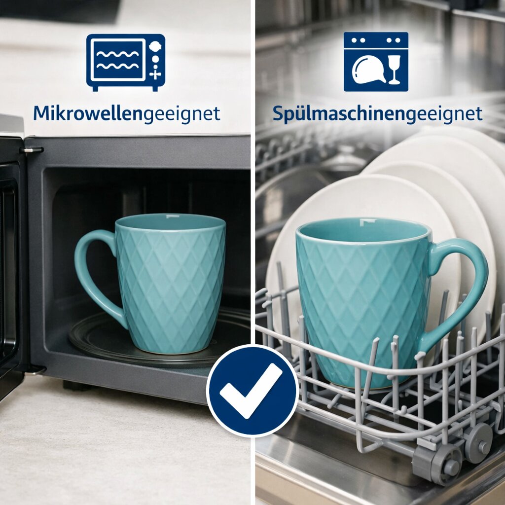 6 moderne Kaffeebecher 400 ml farbige Kaffeetassen aus Steingut – Stilvolles Tassen Set für Kaffee 6