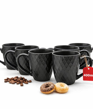 Kaffeetassen Set 6er 400 ml aus Keramik – Moderne große Kaffeebecher in matter Optik