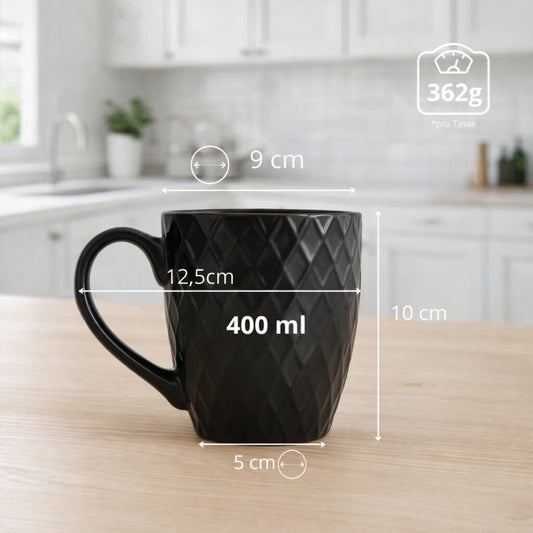 Kaffeetassen Set 6er 400 ml aus Keramik – Moderne große Kaffeebecher in matter Optik 2