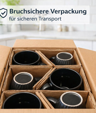Kaffeetassen Set 6er 400 ml aus Keramik – Moderne große Kaffeebecher in matter Optik 4