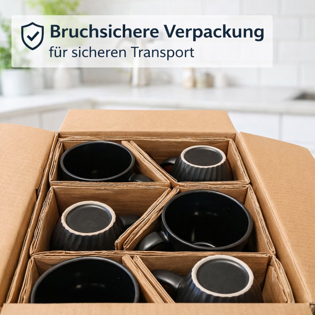 Kaffeetassen Set 6er 400 ml aus Keramik – Moderne große Kaffeebecher in matter Optik 4