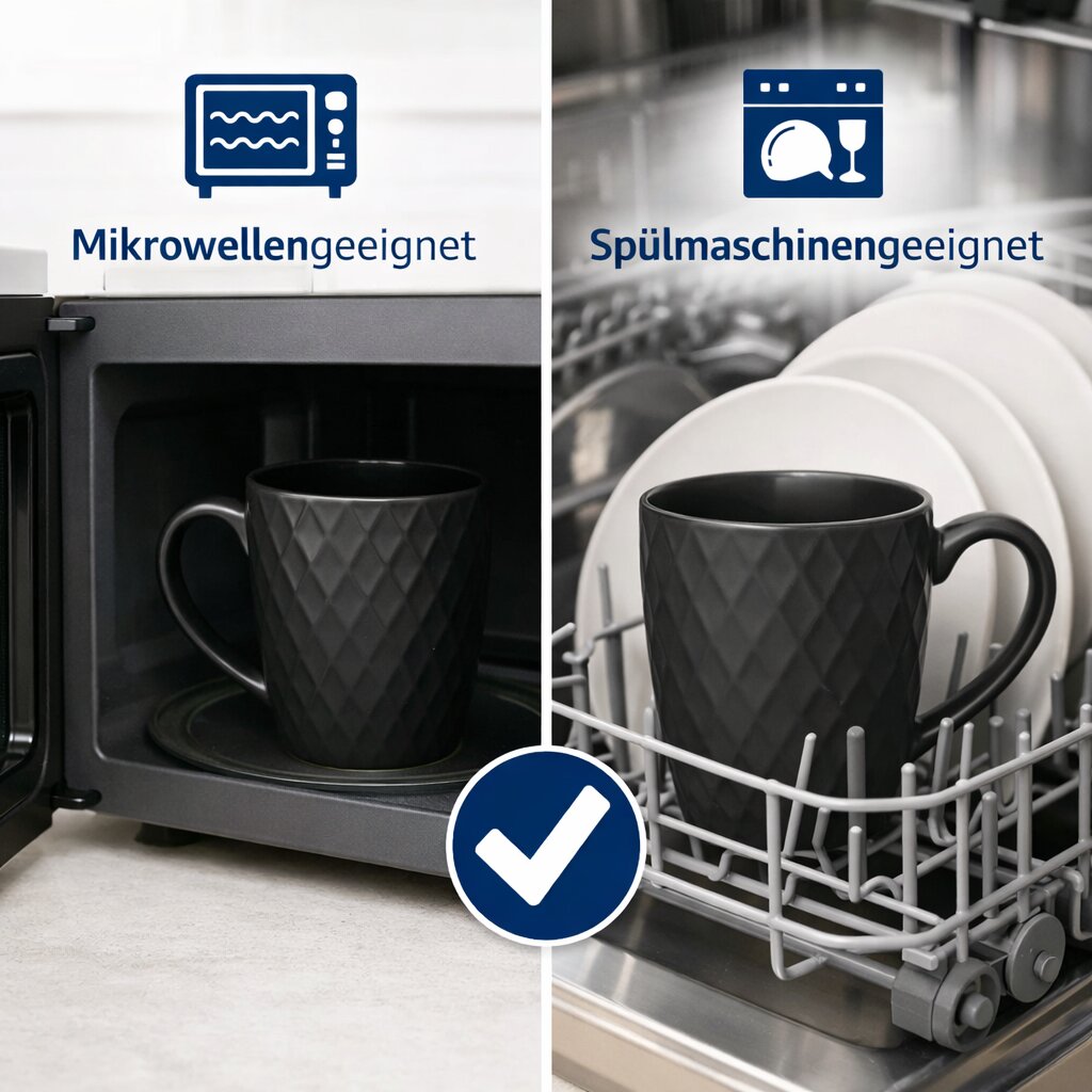 Kaffeetassen Set 6er 400 ml aus Keramik – Moderne große Kaffeebecher in matter Optik 6