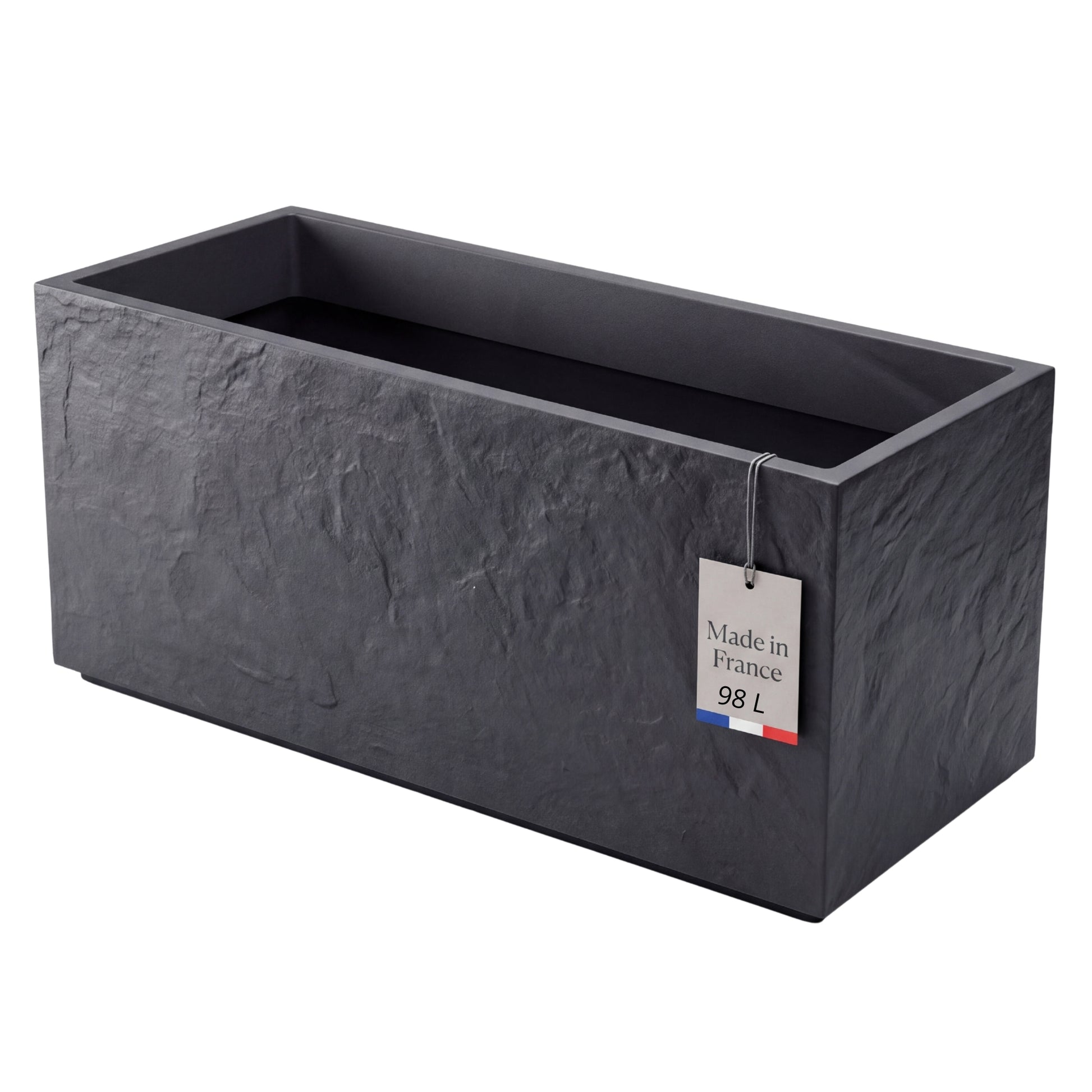 Pflanzkübel Groß Außen ca. 100cm Schiefer Optik Blumentopf mit Wasserspeicher Winterfest Doppelwandig Rechteckig