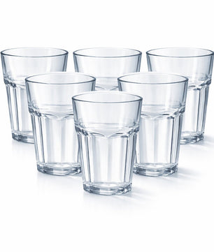Trinkgläser 6er Set 350 ml – robuste Wassergläser aus klarem Glas – moderne Saftgläser 6
