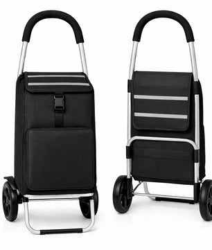 Einkaufstrolley klappbar mit Kühlfach – Einkaufsroller mit abnehmbarer, regenfester Tasche