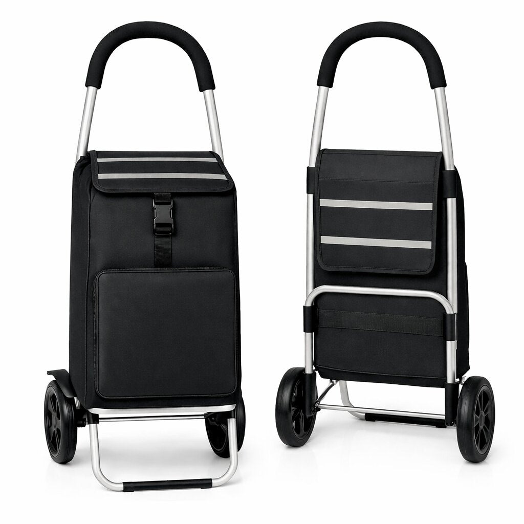Einkaufstrolley klappbar mit Kühlfach – Einkaufsroller mit abnehmbarer, regenfester Tasche