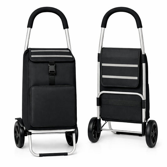 Einkaufstrolley klappbar mit Kühlfach – Einkaufsroller mit abnehmbarer, regenfester Tasche