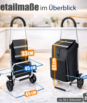 Einkaufstrolley klappbar mit Kühlfach – Einkaufsroller mit abnehmbarer, regenfester Tasche 2