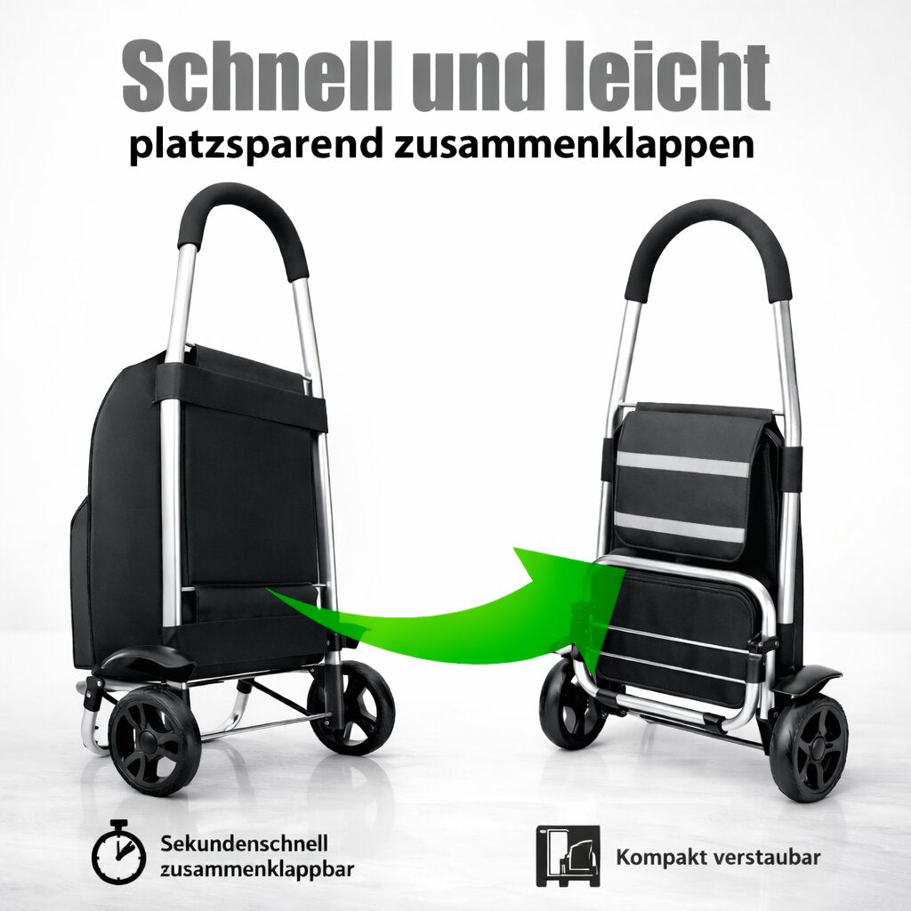 Einkaufstrolley klappbar mit Kühlfach – Einkaufsroller mit abnehmbarer, regenfester Tasche 4