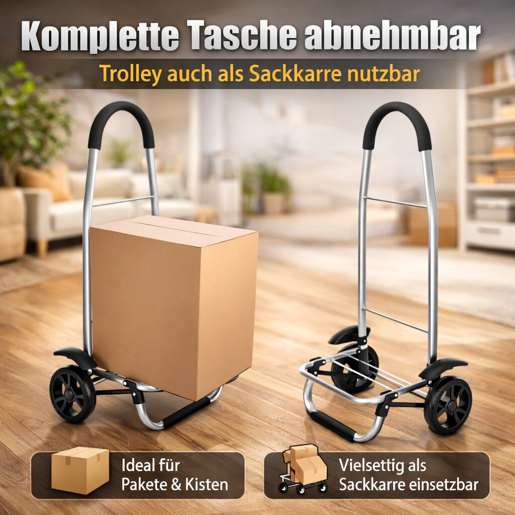 Einkaufstrolley klappbar mit Kühlfach – Einkaufsroller mit abnehmbarer, regenfester Tasche 5