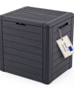 Gartenbox klein kompakt 140 Liter ideal für Balkon und kleine Flächen, Holzoptik Auflagenbox